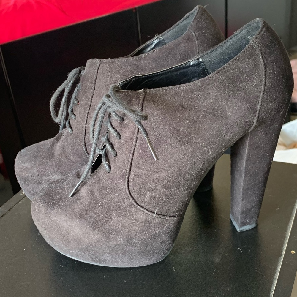 Black Lace Up Platform Heels